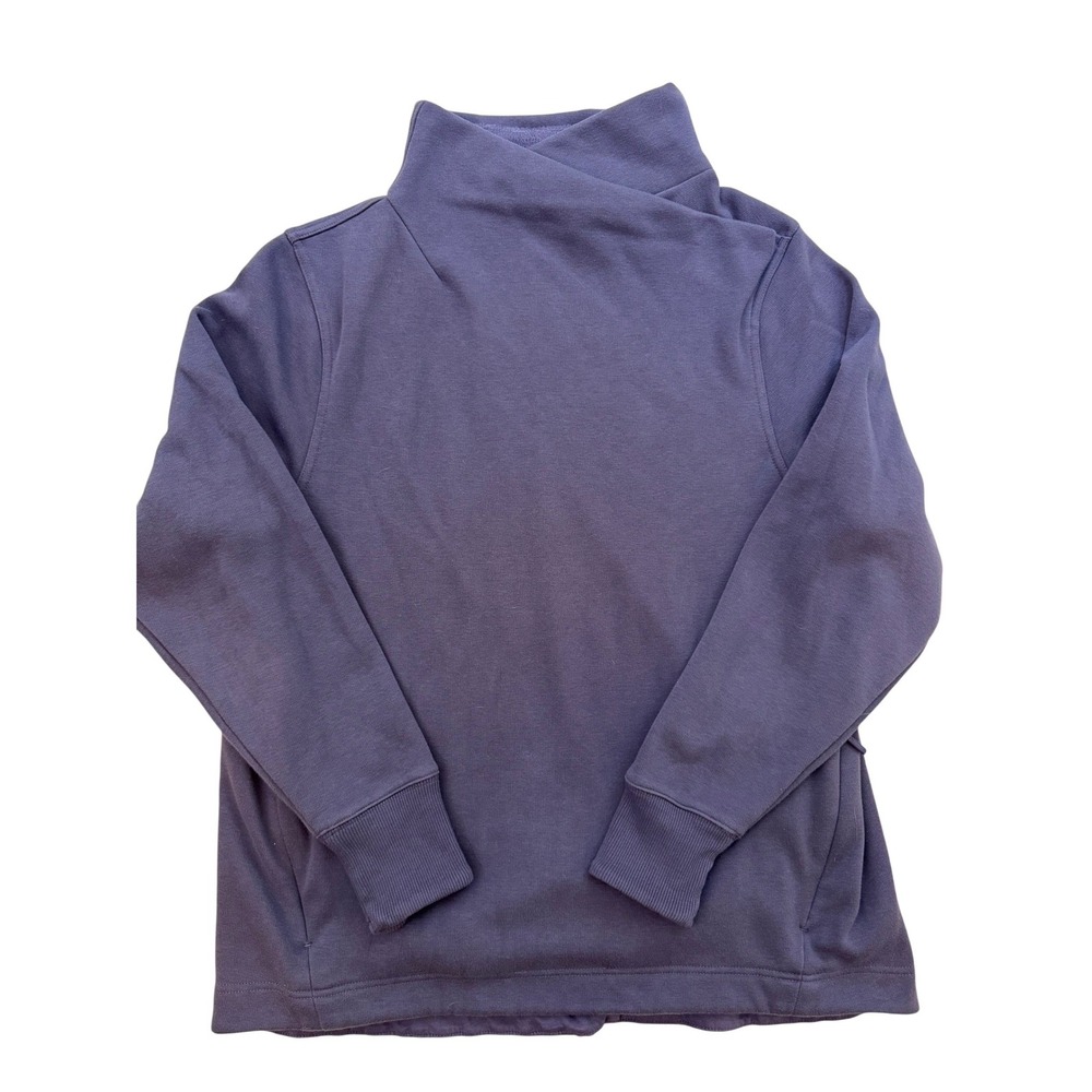 Athleta Womens Purple Fleece Wrap Funnel Neck Pullover Sweatshirt Thumbholes L